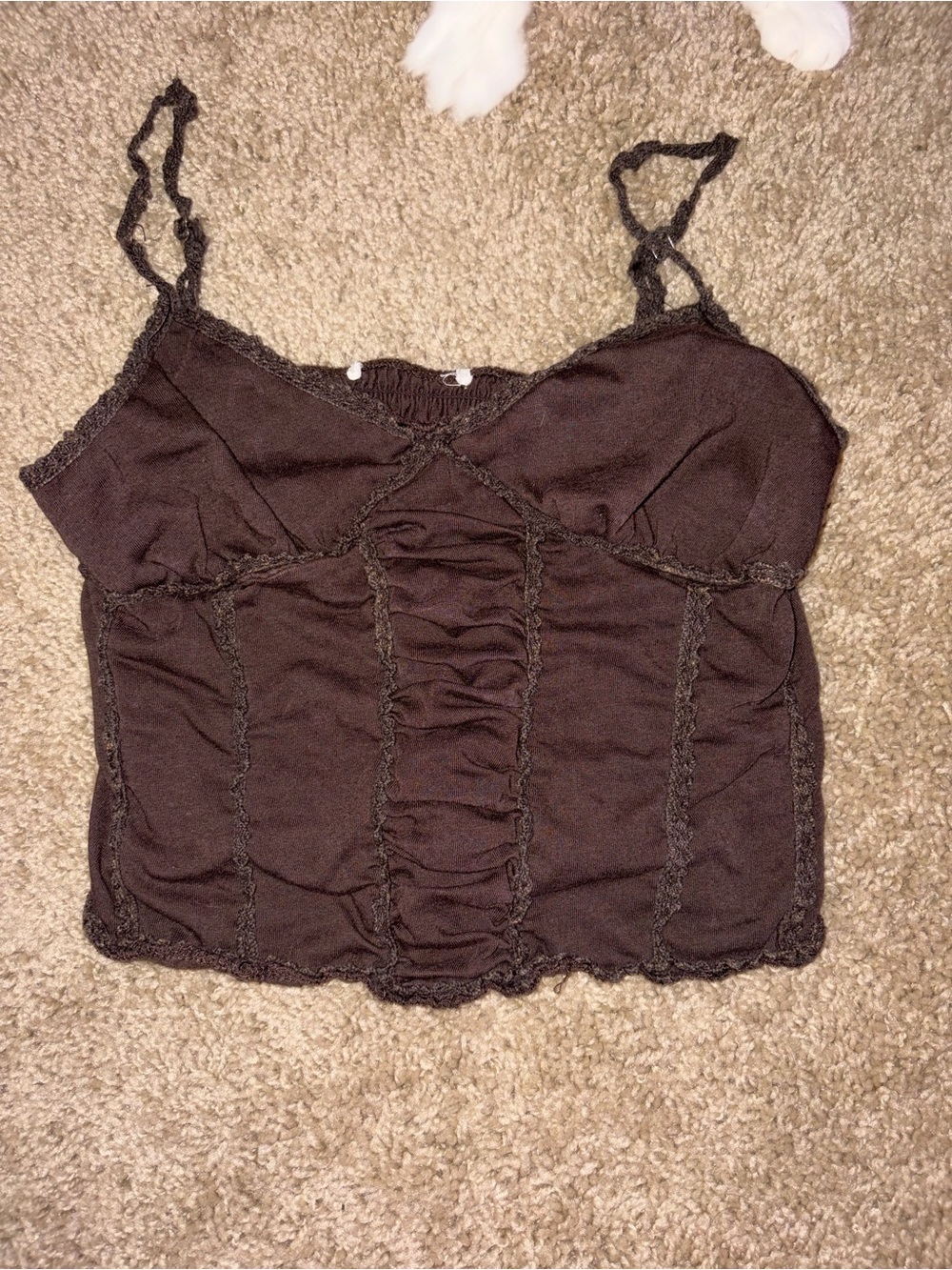 Tilly's Brown Cropped Camisole With Lace Details